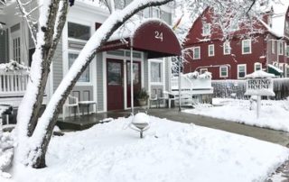 Irving House entrance in snow