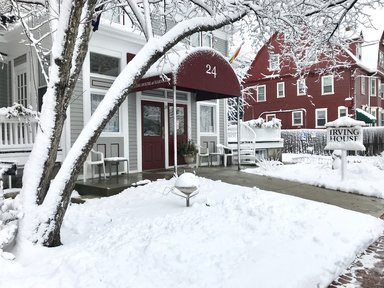 Irving House entrance in snow